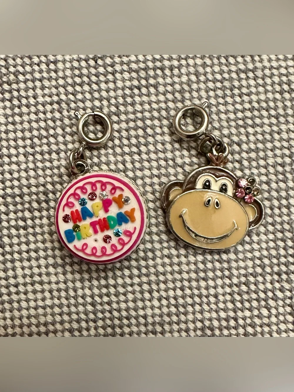 Set of 2 Kids Charms- Happy Birthday/ Monkey